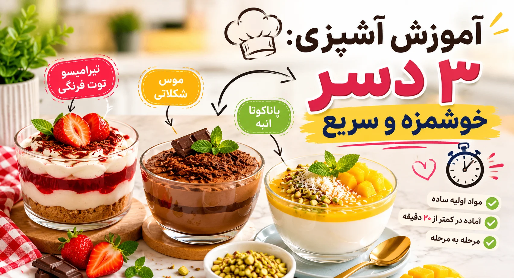 آموزش آشپزی: ۳ دسر خوشمزه و سریع