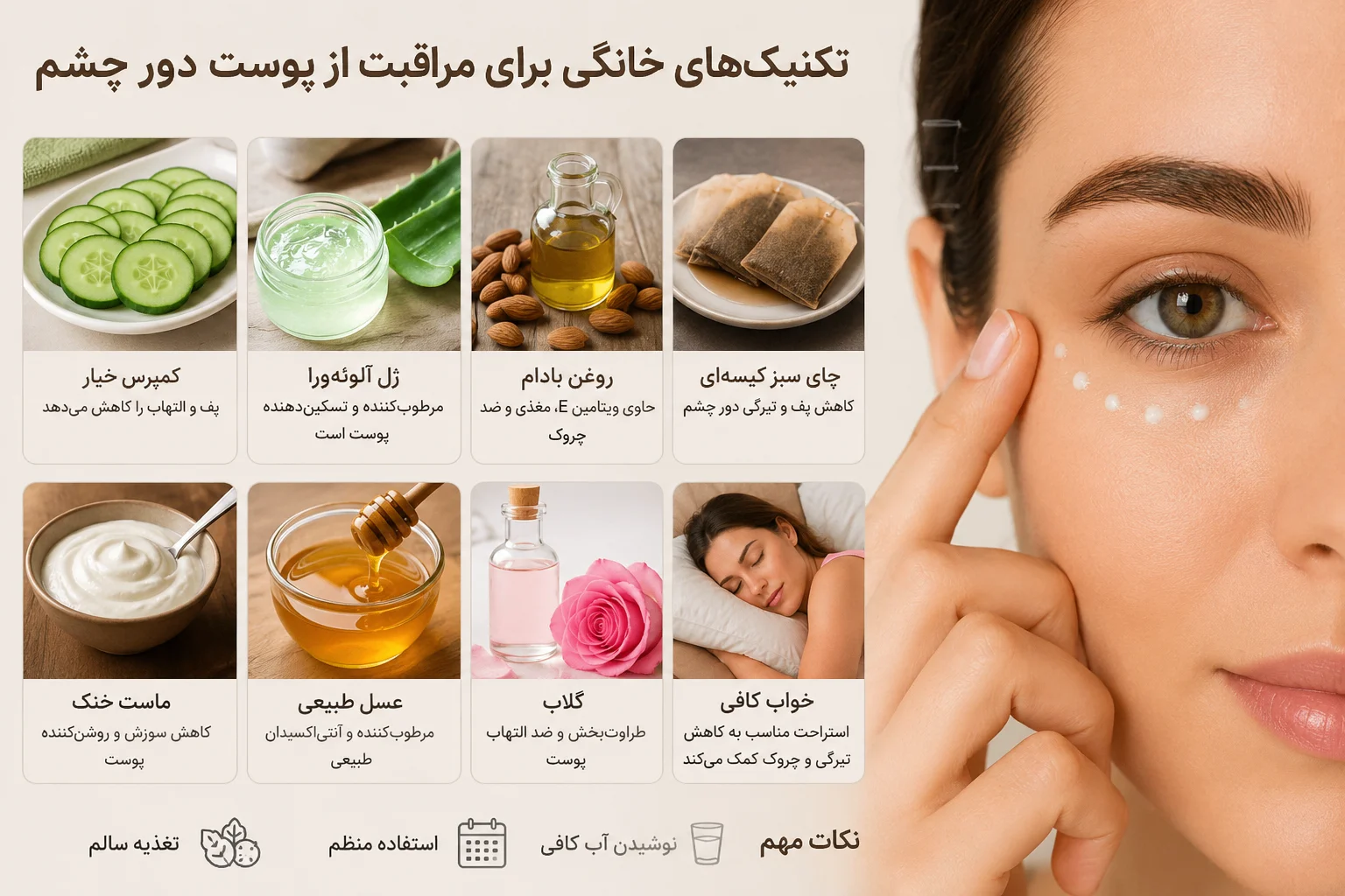 تکنیک‌های خانگی برای مراقبت از پوست دور چشم