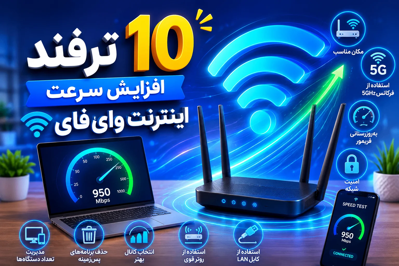 ۱۰ ترفند افزایش سرعت اینترنت وای‌فای